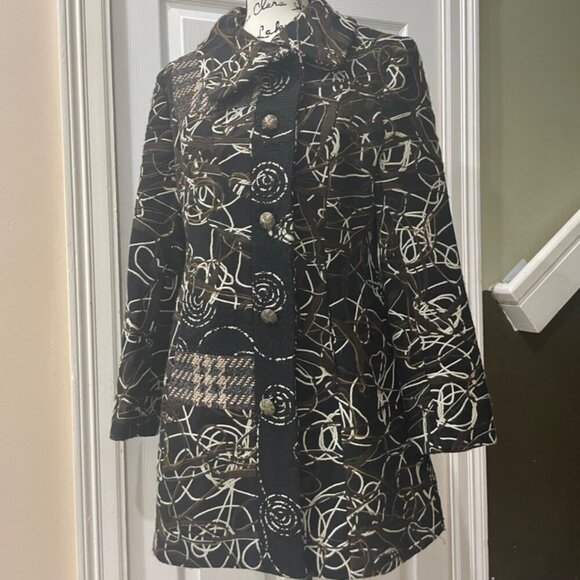 COAT BLAZER RARE Y2K FOREST GRUNGE SCRIBBLE PATTERN YARN RITUAL AESTHETIC R - Picture 15 of 17
